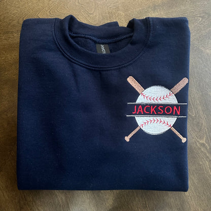 Split Baseball Kids Embroidered Sweatshirt