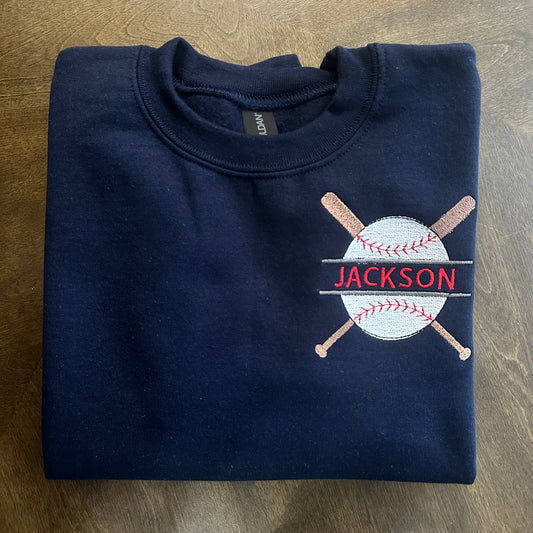 Split Baseball Kids Embroidered Sweatshirt