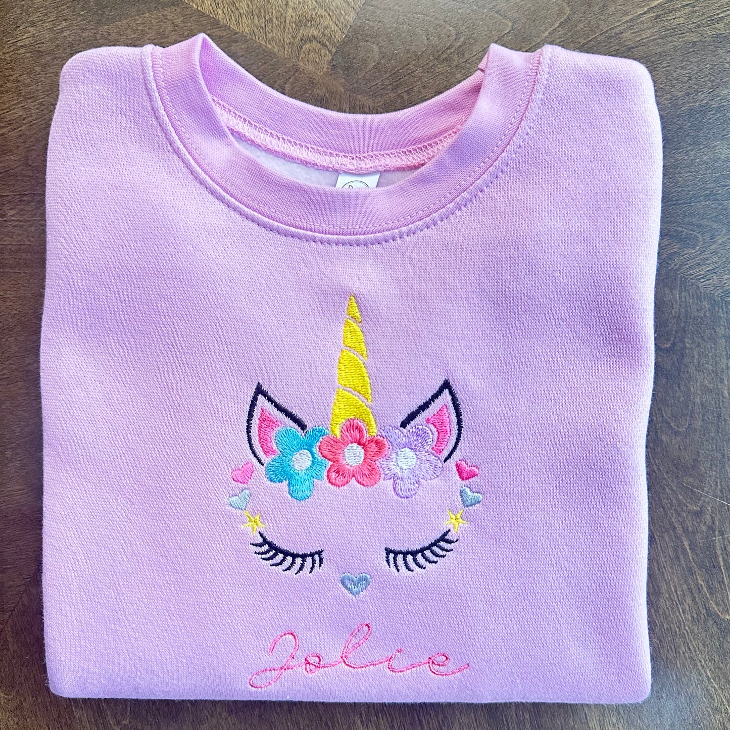 Unicorn Face Kids Embroidered Sweatshirt
