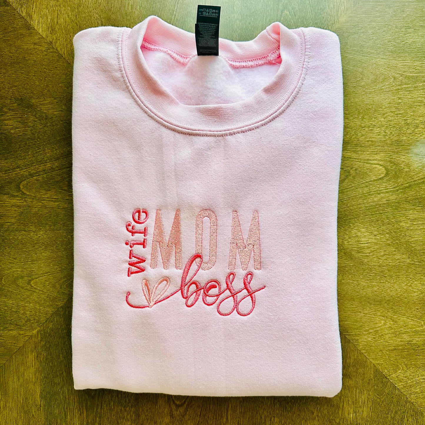 wife MOM boss Embroidered Sweatshirt