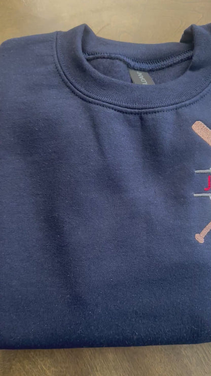 Split Baseball Kids Embroidered Sweatshirt